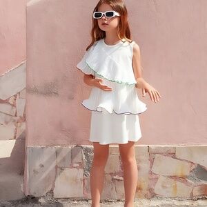 LiaLea White Layered Ruffle Dress – Size 11–12 Years